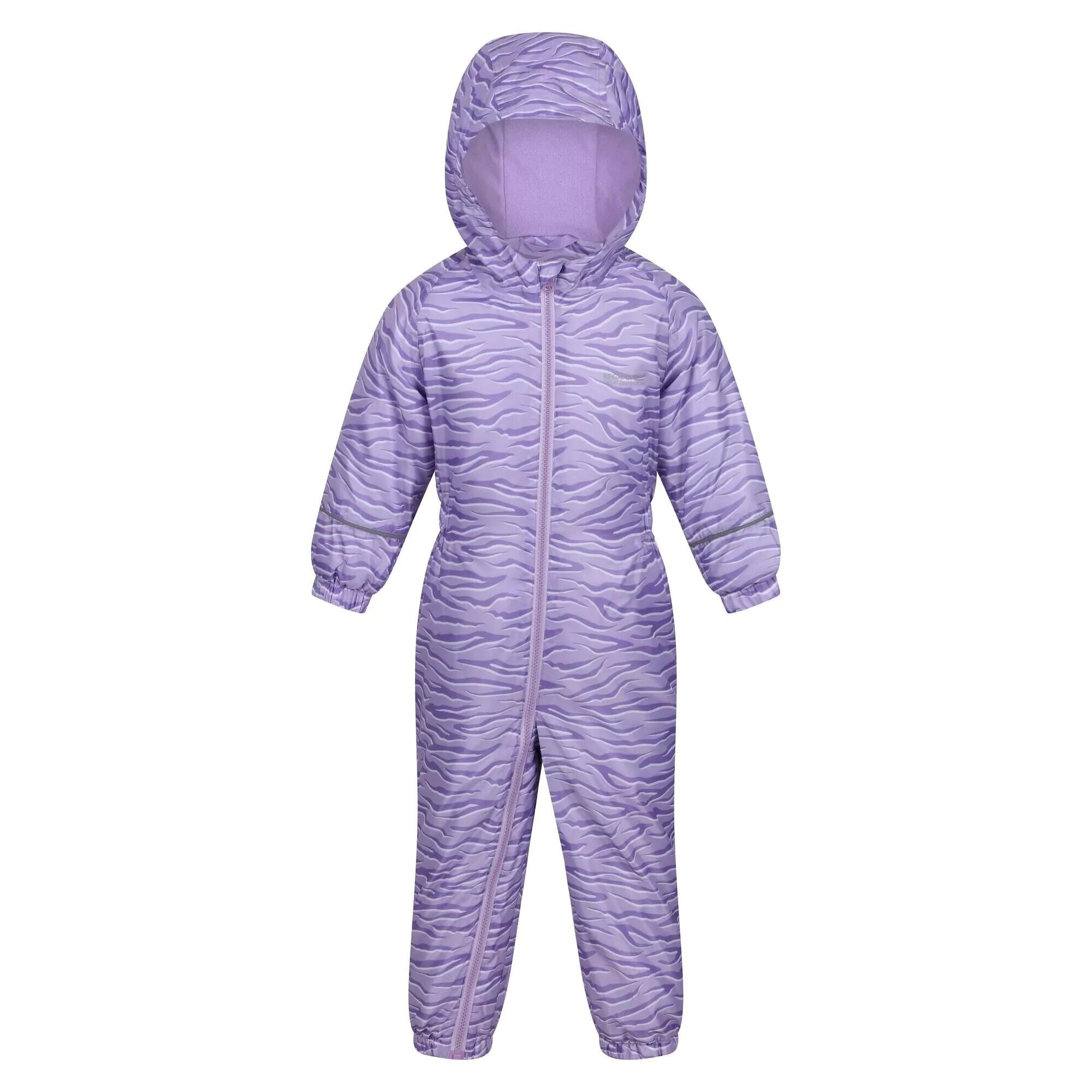 Childrens/Kids Splat II Zebra Print Waterproof Puddle Suit (Pansy) 1/3