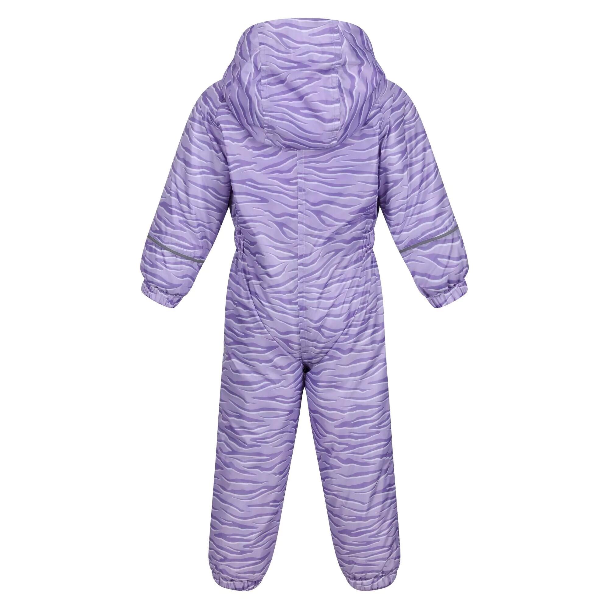 Childrens/Kids Splat II Zebra Print Waterproof Puddle Suit (Pansy) 2/3