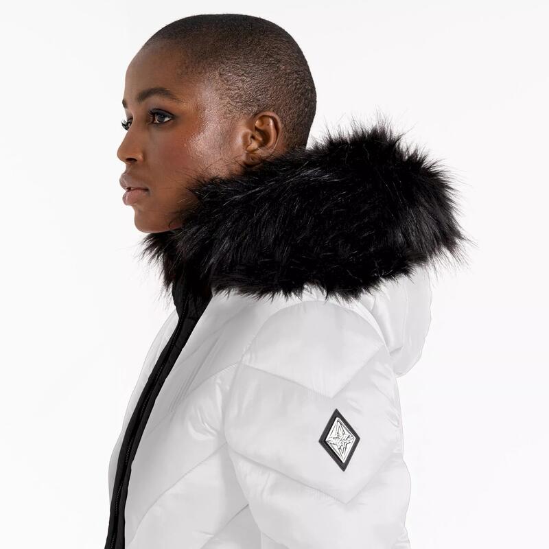 Dames Julien Macdonald Onderdrukking Contrast Longline Jacket (Zilver/Zwart)