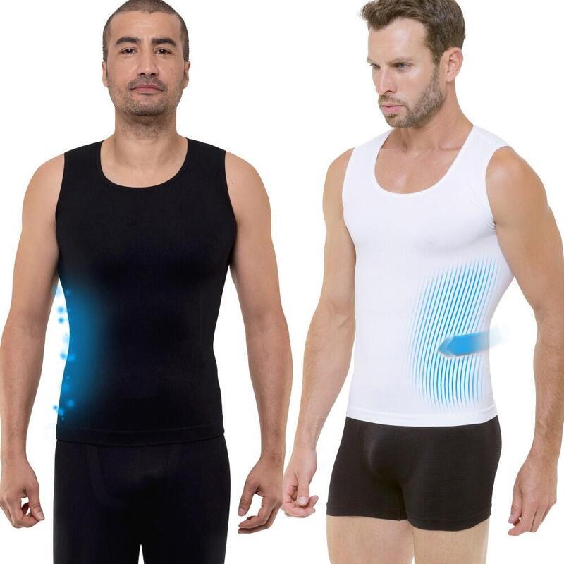 Cellutex Set van 2 zwart-witte afslankende tanktops compressie