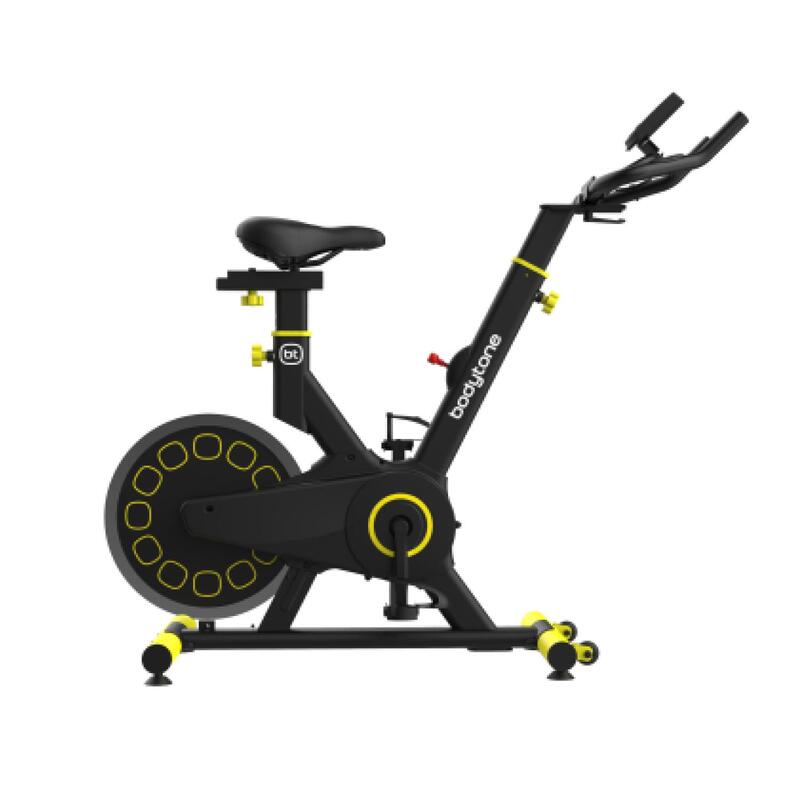 Bicicleta Indoor Spinning bodytone ab100by amarillo rueda inercia 14kg 12kg