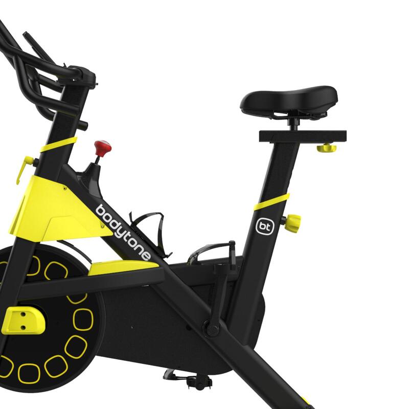 Bicicleta indoor spinning Bodytone conectada amarillo rueda inercia 16kg