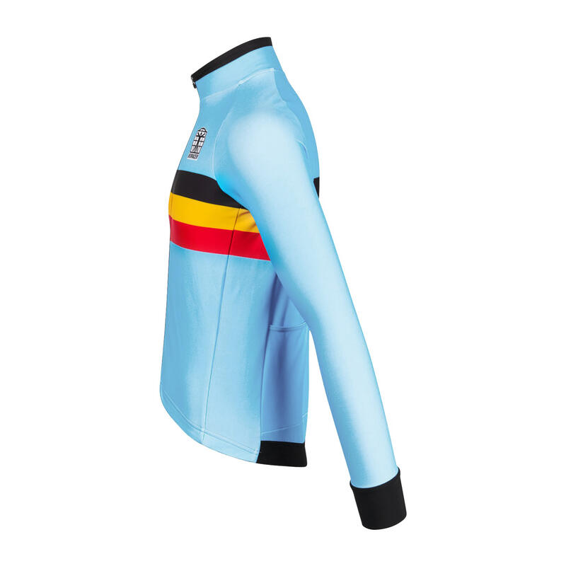 Fietsshirt met Lange Mouwen - Blauw - Unisex - Officieel Team België (2023)