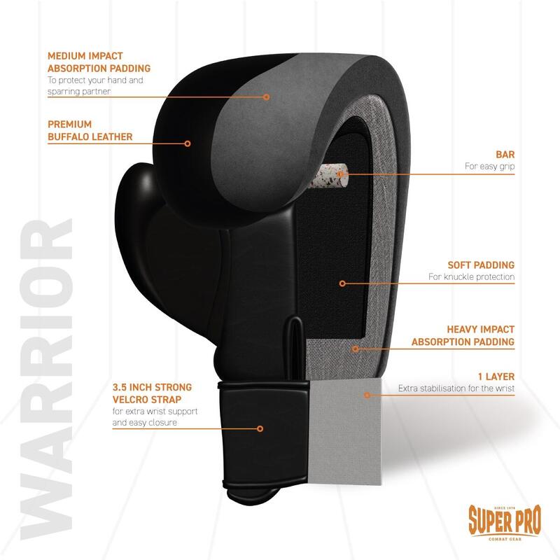 Guantes de boxeo de cuero - Warrior SE - En blanco y negro