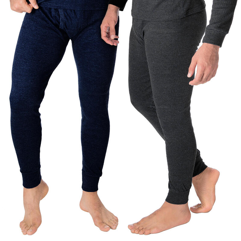 2 pantalons thermiques | Sous-vêtements | Hommes | Polaire | Anthracite/Bleu