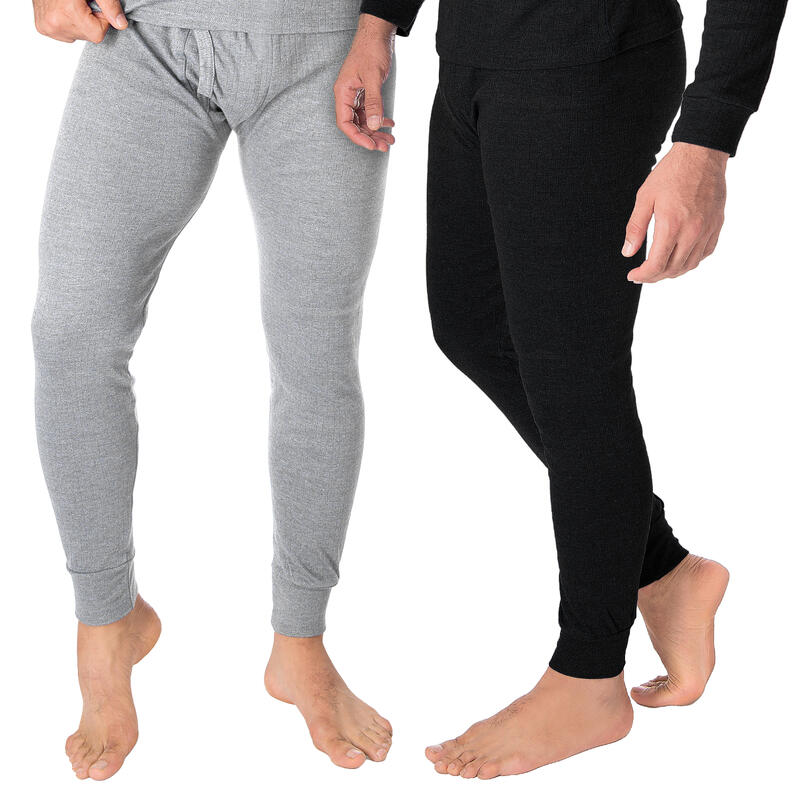 2 pantalons thermiques | Sous-vêtements | Hommes | Polaire | Gris/Noir
