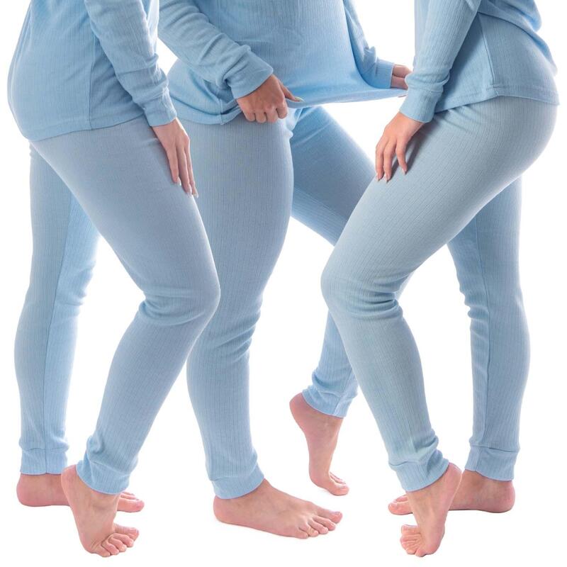 Set de 3 pantaloni termici femei | Pantaloni sport | Albastru clar
