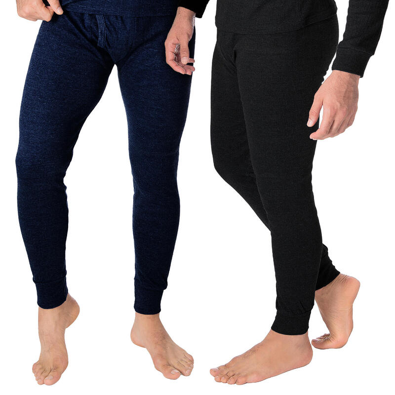 Conjunto de 2 calças térmicas para homem | calças funcionais | Azul/Preto
