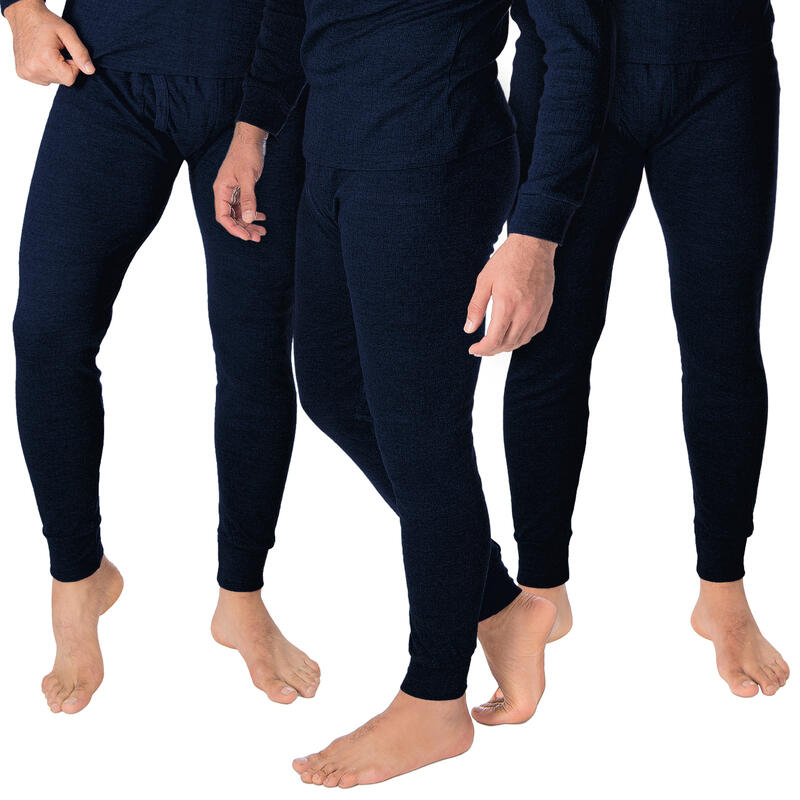 Conjunto de 3 calças térmicas para homem | Roupa interior desportiva | Azul