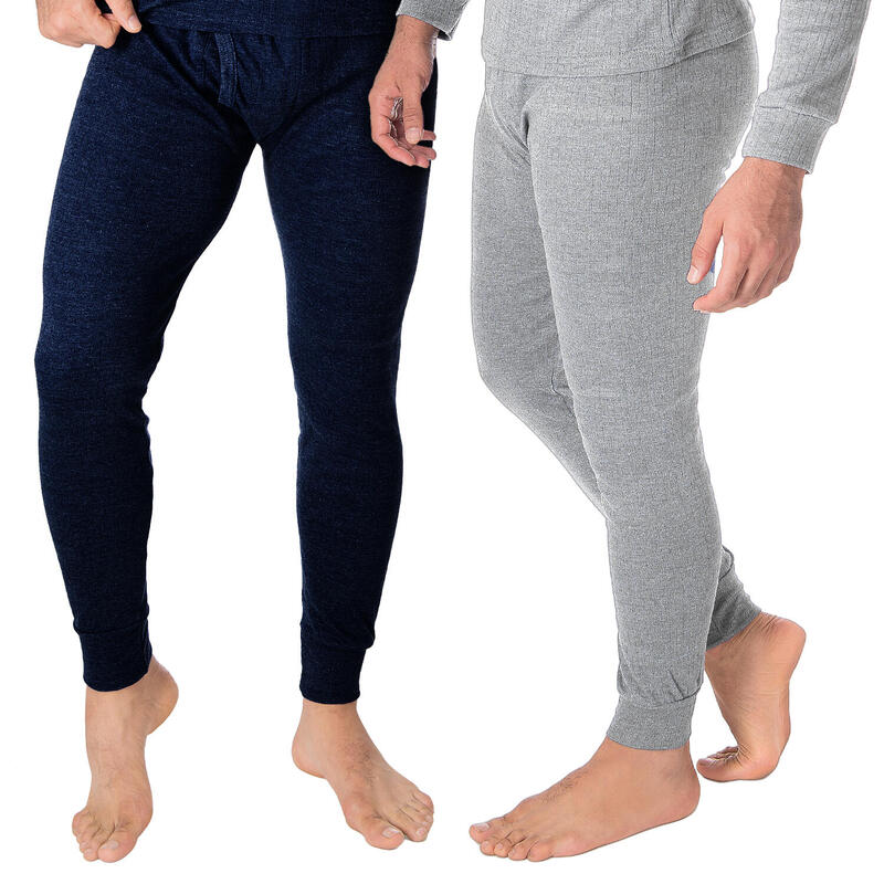 2 pantalons thermiques | Sous-vêtements | Hommes | Polaire | Bleu/Gris
