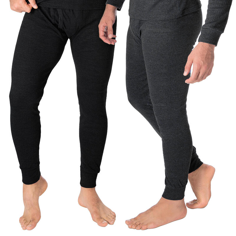 2 pantalons thermiques | Sous-vêtements | Hommes | Polaire | Anthracite/Noir
