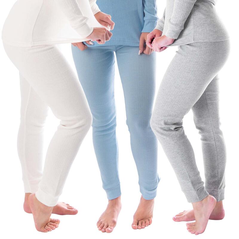 3 pantaloni termici | Biancheria sportiva | Donna | Crema/Grigio/Celeste