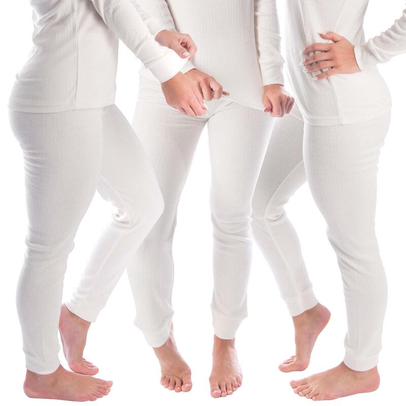 Conjunto de 3 calças térmicas para senhora | Calças de desporto | Creme