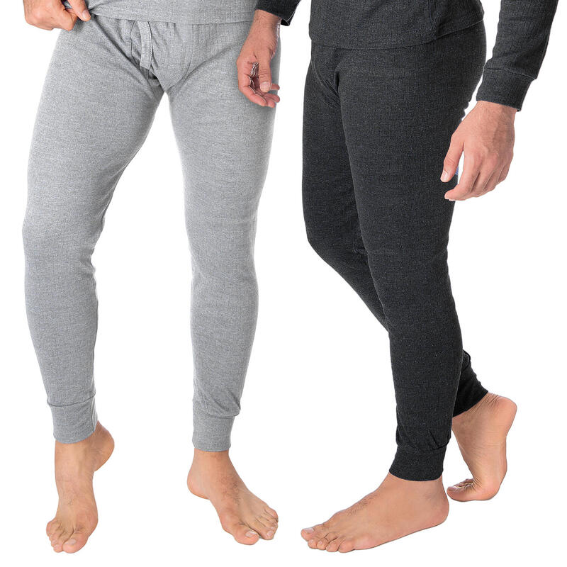 2 pantalons thermiques | Sous-vêtements | Hommes | Polaire | Anthracite/Gris