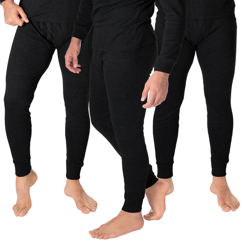 Set de 3 pantaloni termici bărbați | Lenjerie sport | Negru