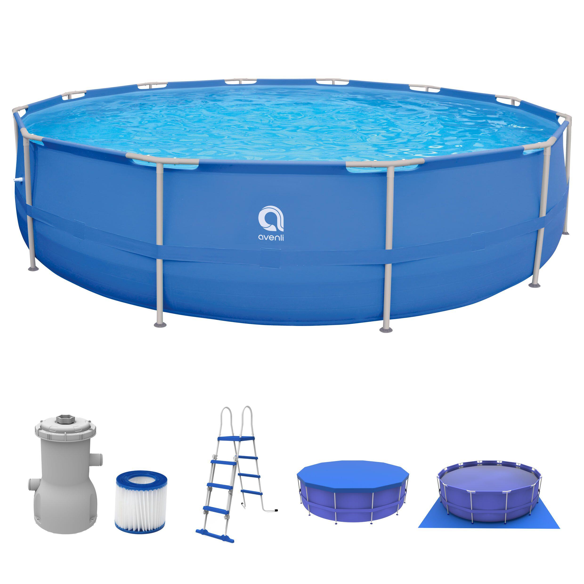 Piscina cu cadru metalic Avenli 450cmx122cm, albastra. pompa cu filtru inclusa