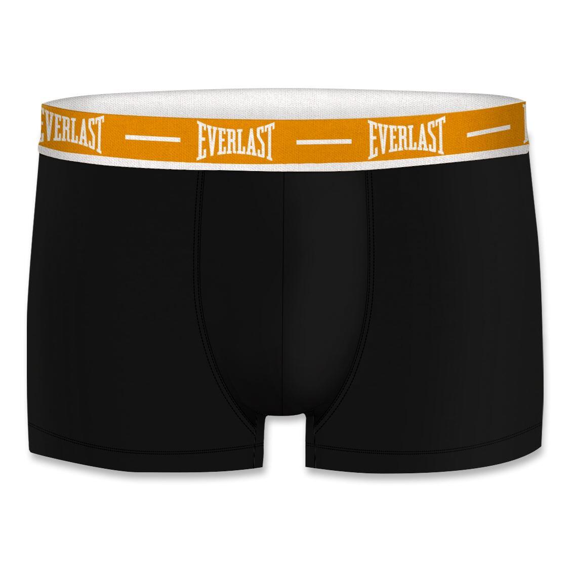 Pack 2 Boxer Calzoncillos Algodón Everlast Negros cintura Azul y Naraja 3/4