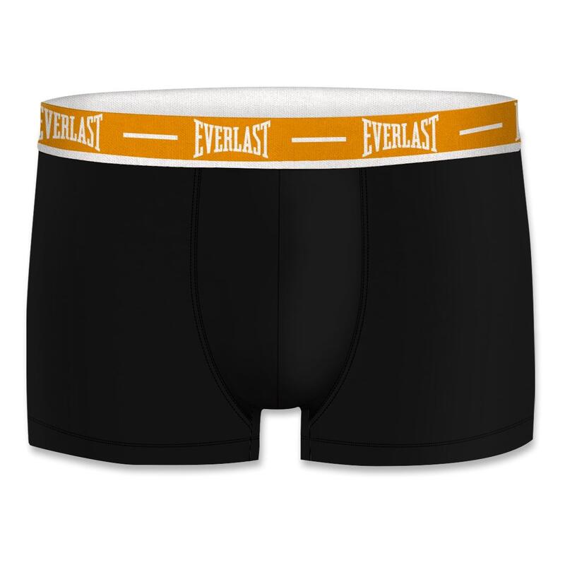 Pack 2 Boxer Calzoncillos Algodón Everlast Negros cintura Azul y Naraja