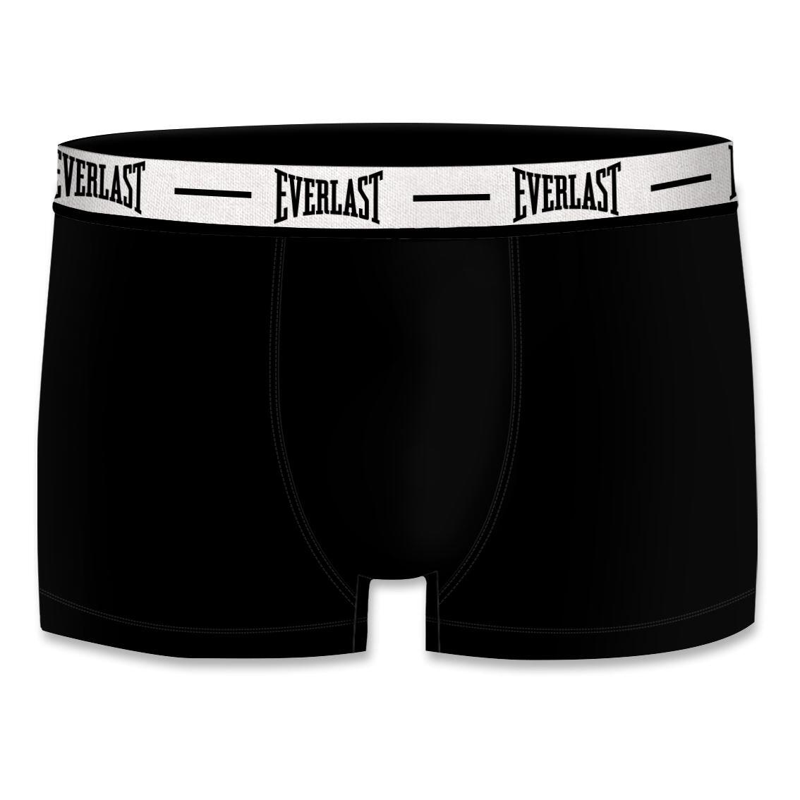 Pack 2 Boxer Calzoncillos Algodón Everlast Negros con cintura Azul y Blanca 3/4