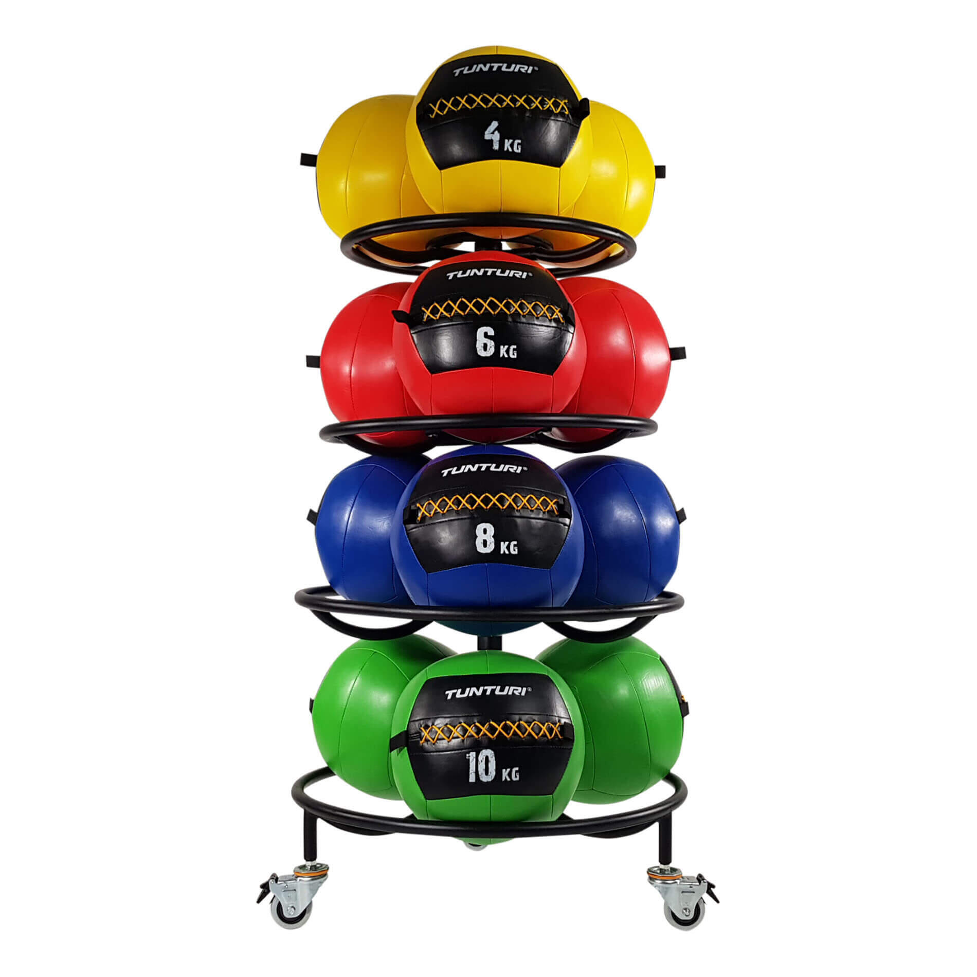 Supporto Tunturi per Wall Ball 12 palle, metallo nero, 4 livelli 3/7