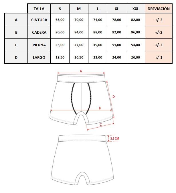 Pack 2 Boxer Calzoncillos Algodón Everlast Negros con cintura Azul y Blanca 4/4