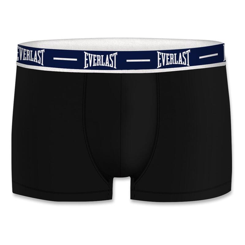 Pack 2 Boxer Calzoncillos Algodón Everlast Negros con cintura Azul y Blanca