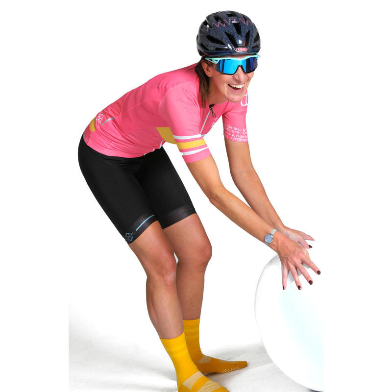 Roze/Multicolor fietsshirt voor dames korte mouw 8andCounting