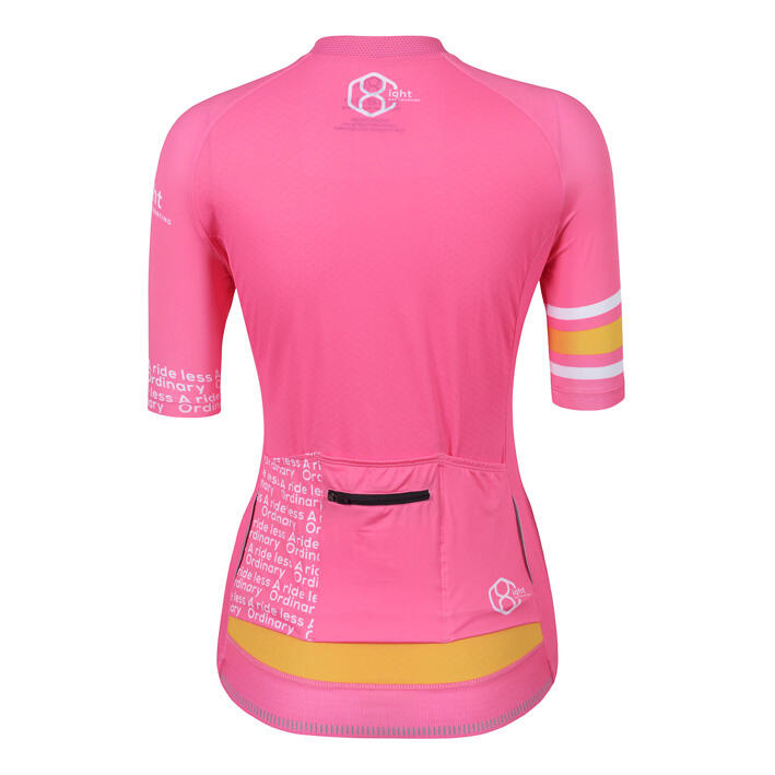 Roze/Multicolor fietsshirt voor dames korte mouw 8andCounting