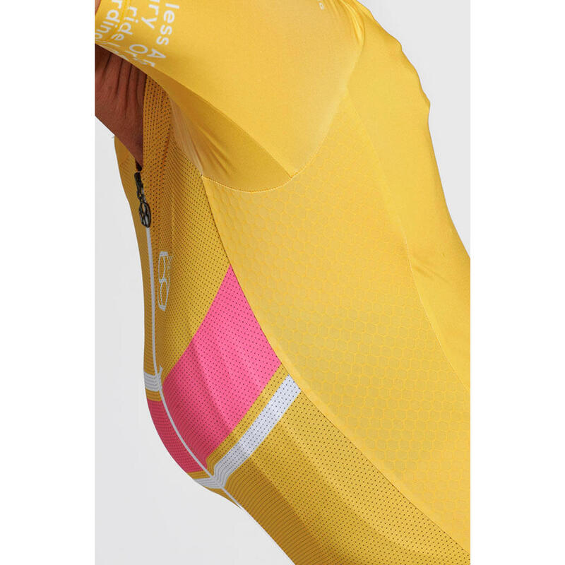 Maillot cycliste jaune/multicolore pour femme manches courtes 8andCounting