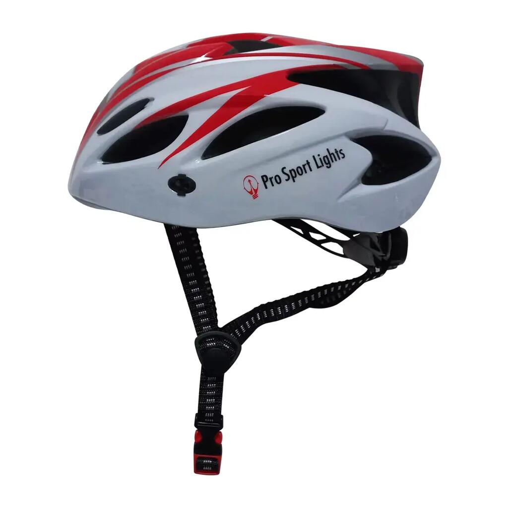 Каска Pro Sport Lights за колоездене, унисекс – бяла/червена