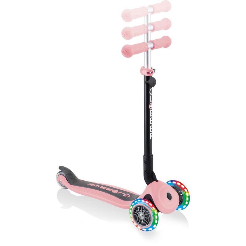 Go up Foldable scooter pour enfants "4 in 1" avec des lumières en rose pastel