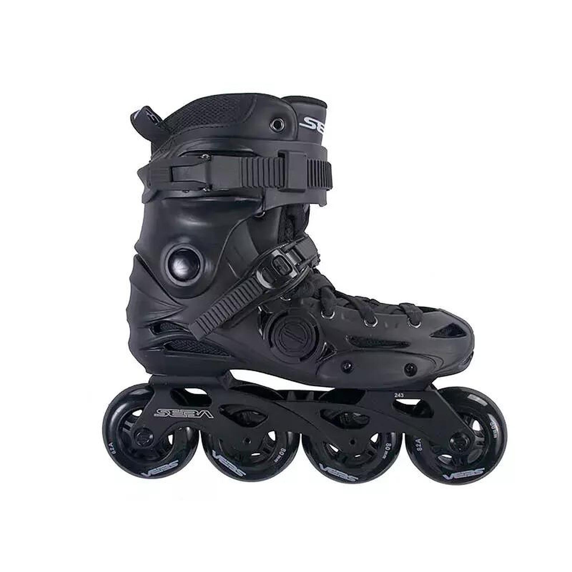 SEBA E3 80 PREMIUM UNISEX INLINE FITNESS, FREESTYLE & FREERIDE SKATES - BLACK 1/5