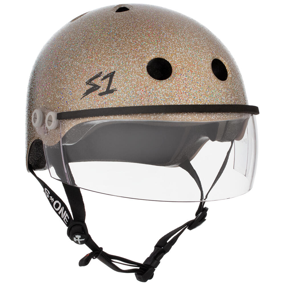 S1 LIFER VISOR Helmet – Multi & High Impact Certified – Gold Glitter 1/7