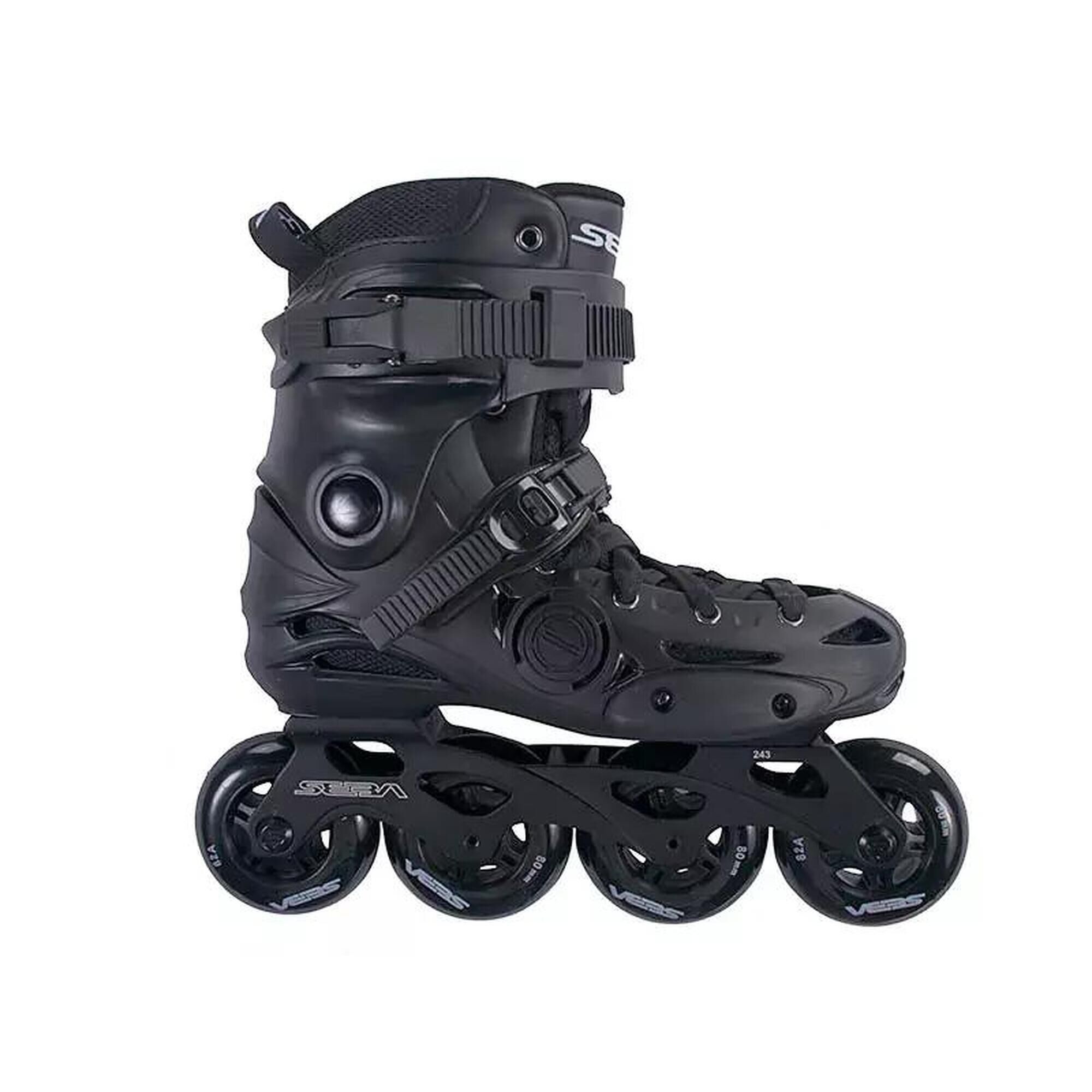 SEBA SKATES SEBA E3 80 PREMIUM UNISEX INLINE FITNESS, FREESTYLE & FREERIDE SKATES - BLACK