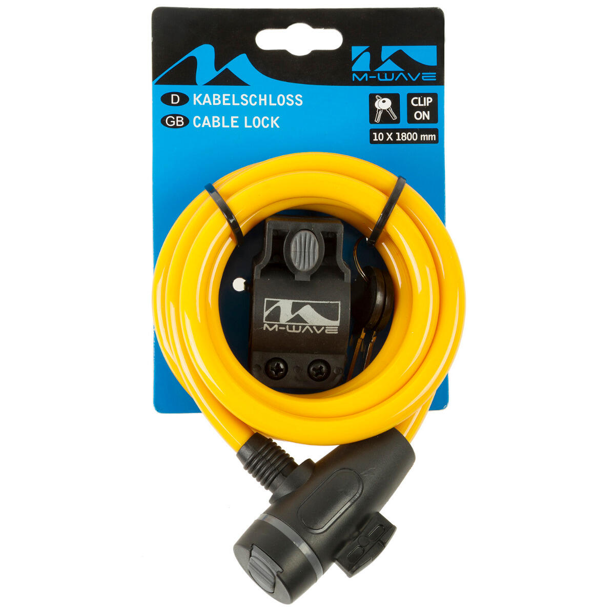 Messingschlager antivol câble spiralé support CLIP-ON L 180 cm Ø 10 mm jaune 2/3