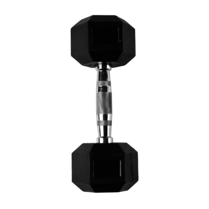 45 kg Hexa Rubber Dumbbell MEG - per 1 stuk - Zwart