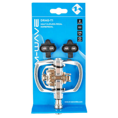 M-Wave Pedal Drag-T1 Klick silber, Shimano SPD
