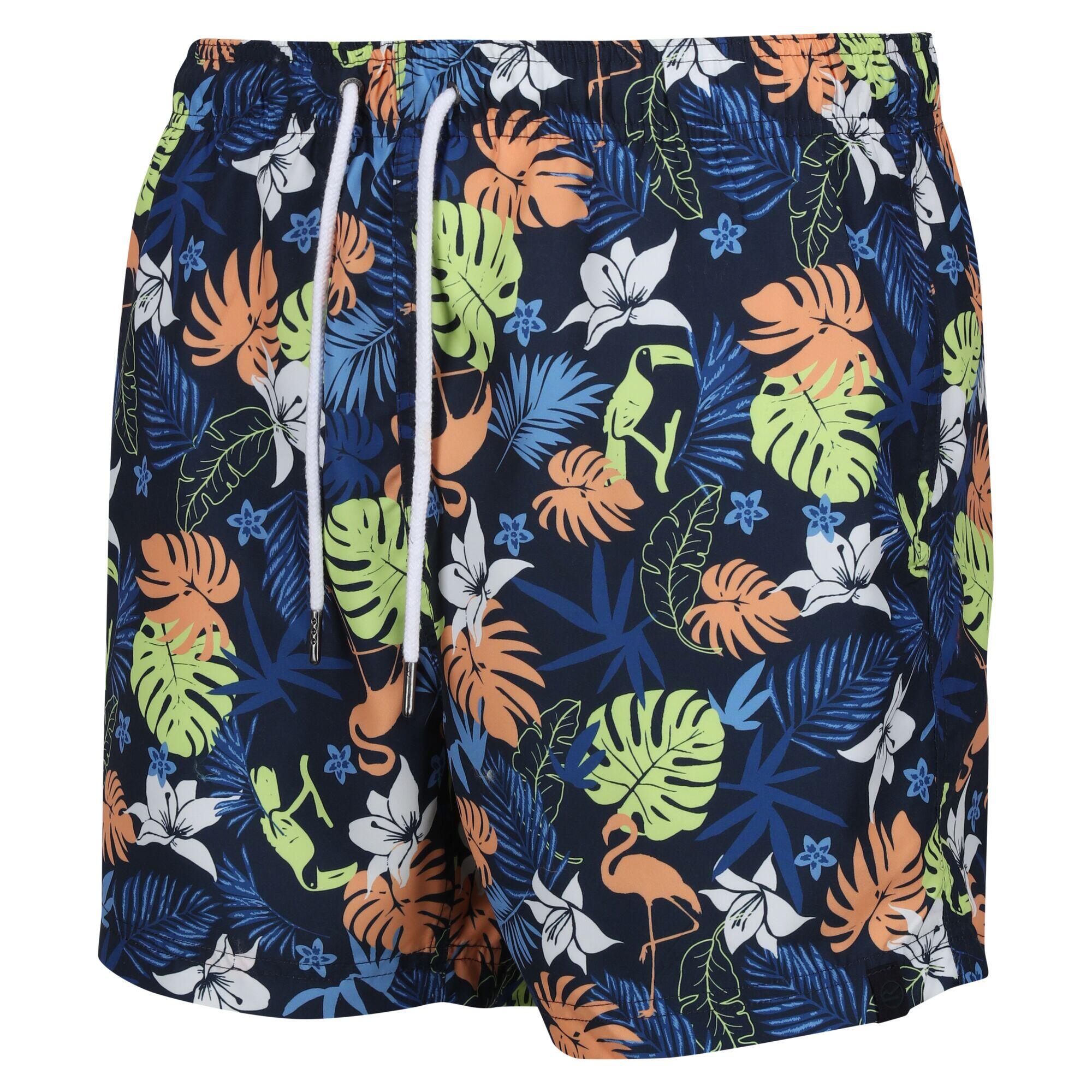 Mens Loras Tropical Swim Shorts (Navy) 3/5