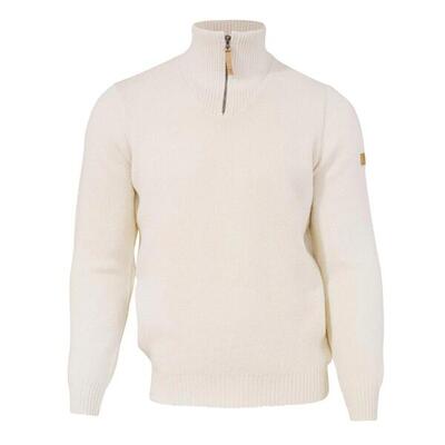 Trui nls elm natural white half zip - 100% zuivere ongeverfde wol