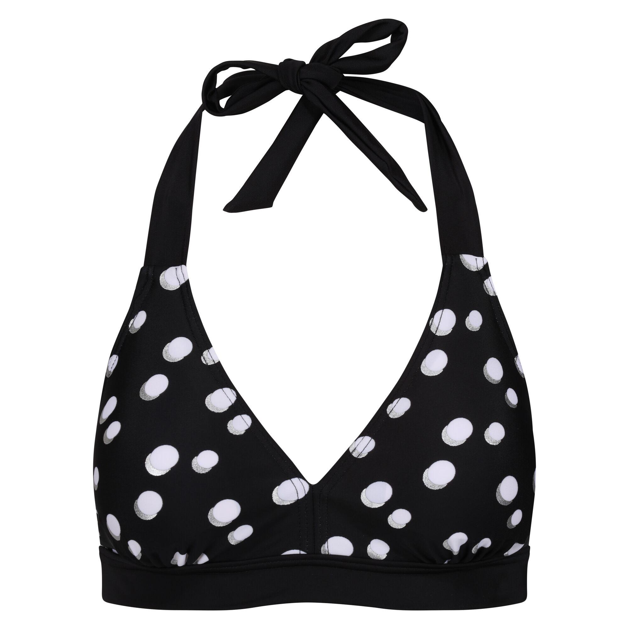 Womens/Ladies Flavia Polka Dot Bikini Top (Black/White) 1/5
