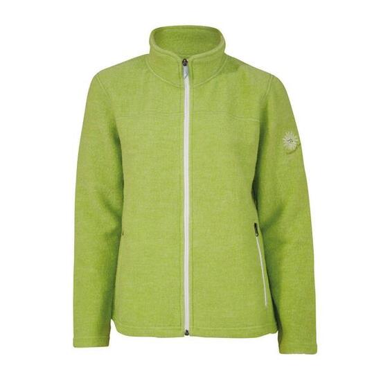 Woll-Damen-Strickjacke Full-Zip-Strickjacke Beata Lime - Grün