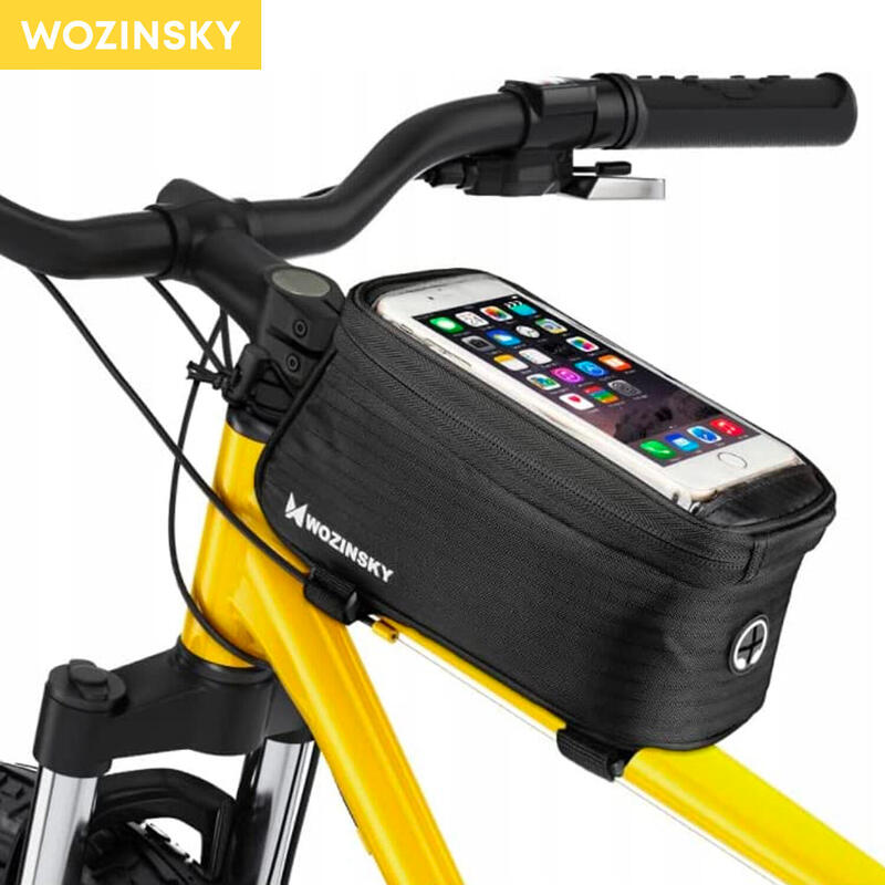 Wozinsky kerékpáros elülső táska 1.5L, telefon tokkal 6.5", fekete