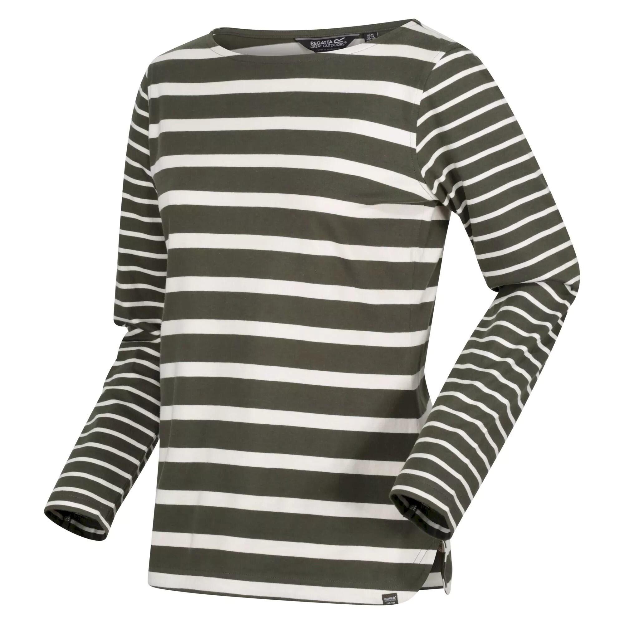 Womens/Ladies Farida Striped LongSleeved TShirt (Dark Khaki/Light Vanilla) 4/5