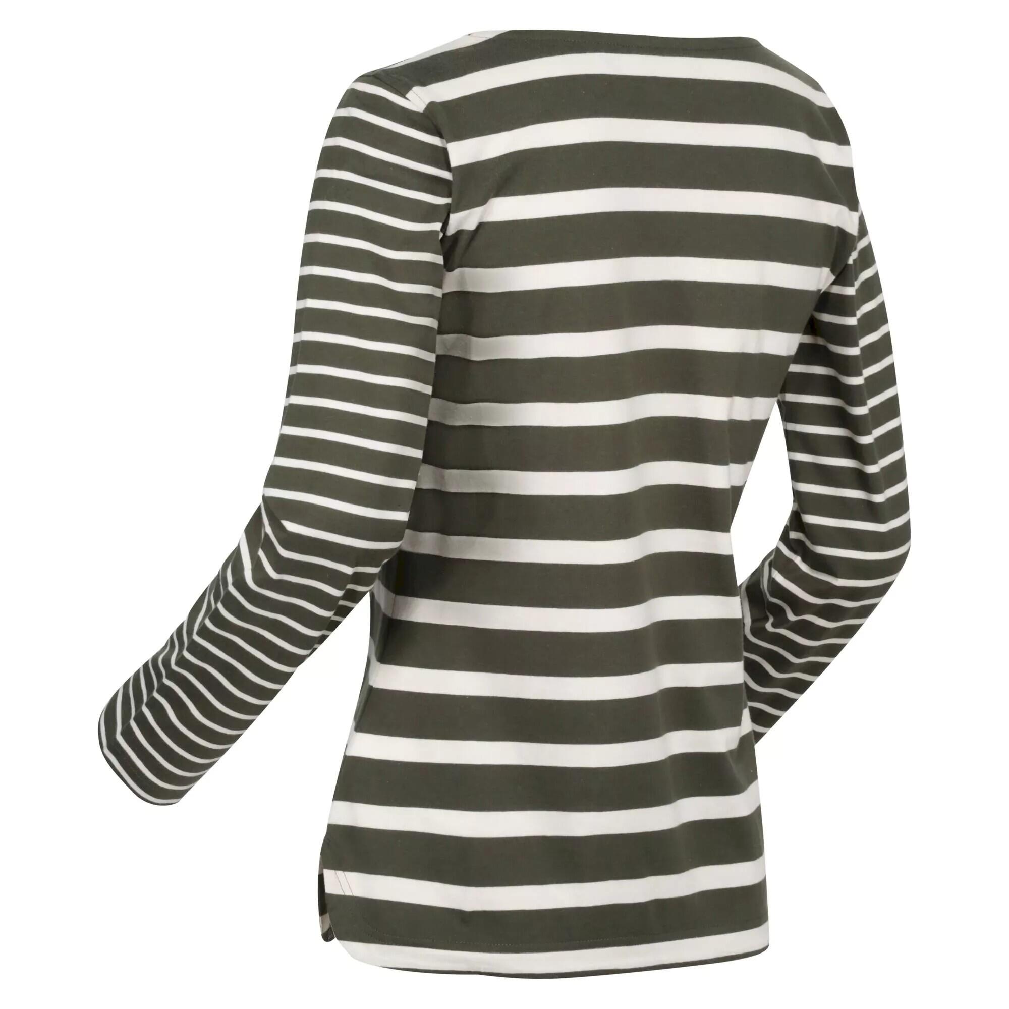 Womens/Ladies Farida Striped LongSleeved TShirt (Dark Khaki/Light Vanilla) 3/5