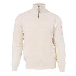 Pull NLS Elm Blanc naturel demi zip - 100% pure laine non teinte