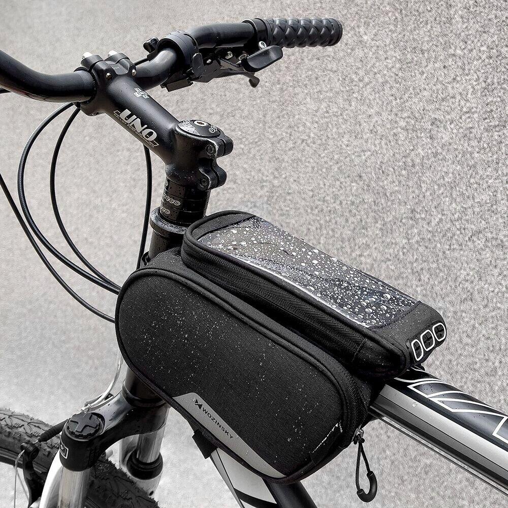 Schwarze Fahrradtasche mit abnehmbarer Hülle für Smartphones bis 6,5 Zoll, 1,5L 6/7