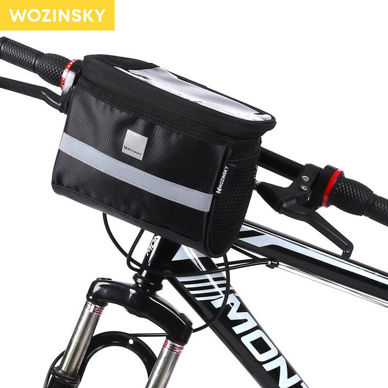 Wozinsky kerékpár kormánytáska telefontokkal 2l fekete (WBB12BK)