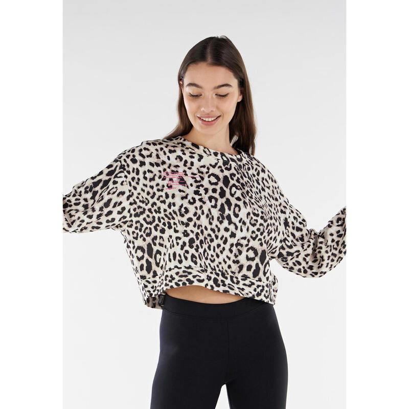 Sweat-shirt court, léger et confortable avec imprimé léopard