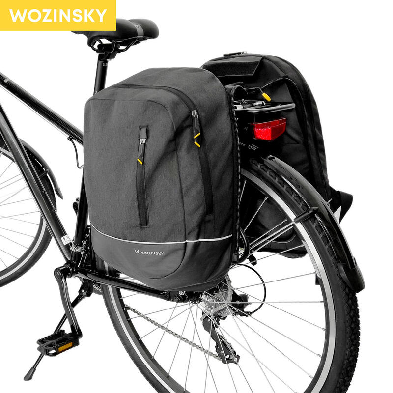 Wozinsky kerékpártáska dupla hátizsák 2 az 1-ben 30l fekete (WBB30BK)