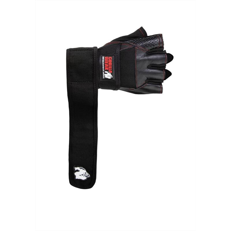 Dallas Wrist Wraps Gloves - Black/Red Stitched